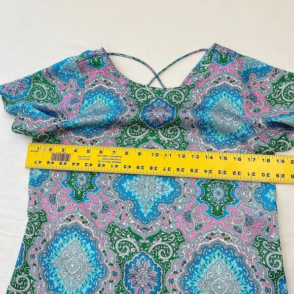 Talbots Top Womens Petite Small Paisley Lightweight Cross Back Colorful Blouse - Picture 6 of 8